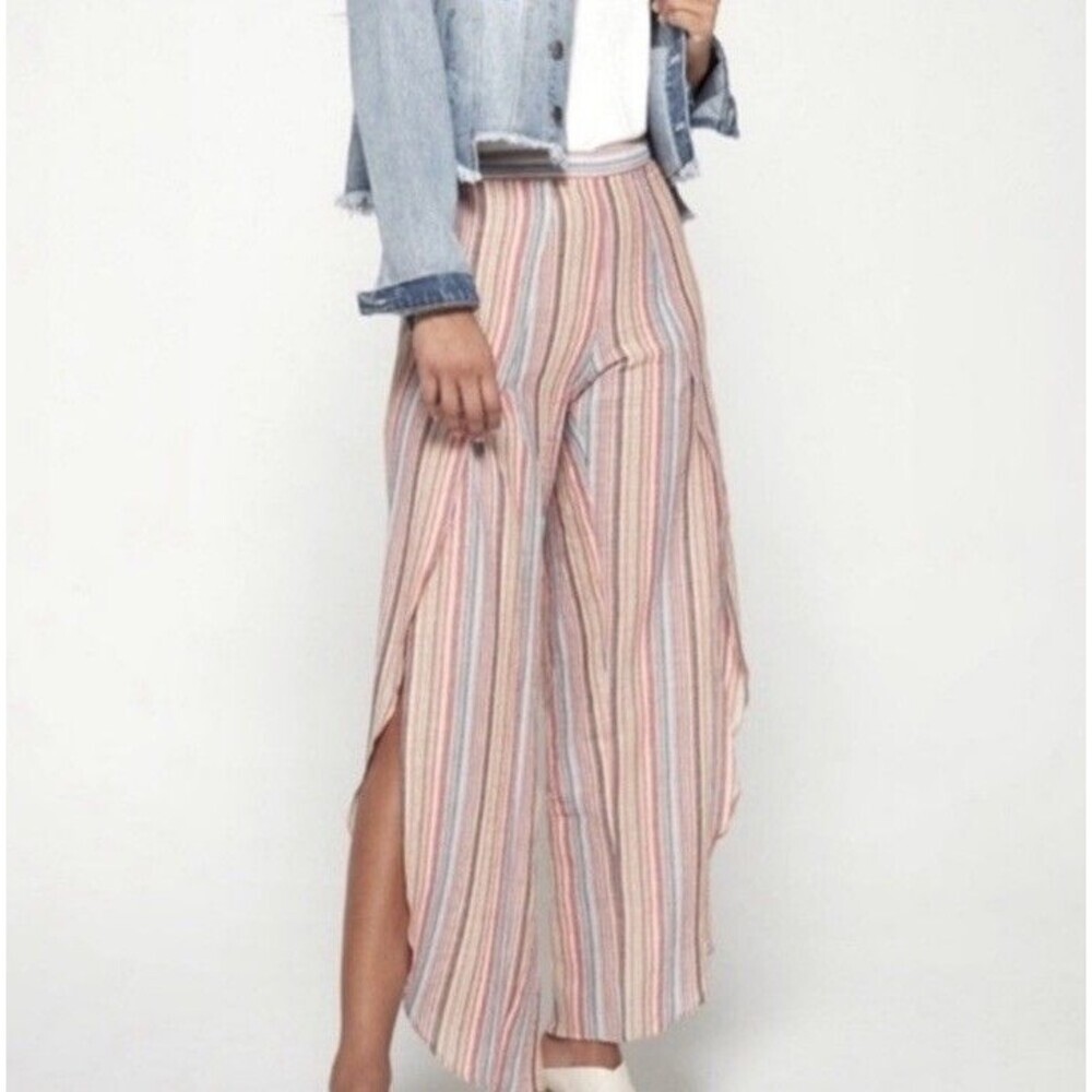 DREW Anthropologie Women’s Whitney Linen Multicolor Striped Tulip Pants Size M